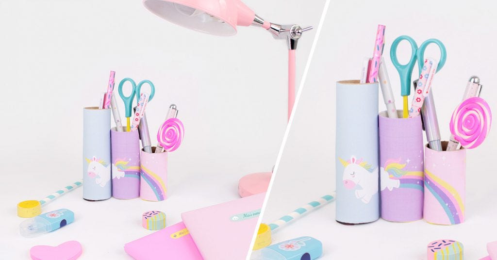 DIY superhero and unicorn pencil holders for kids