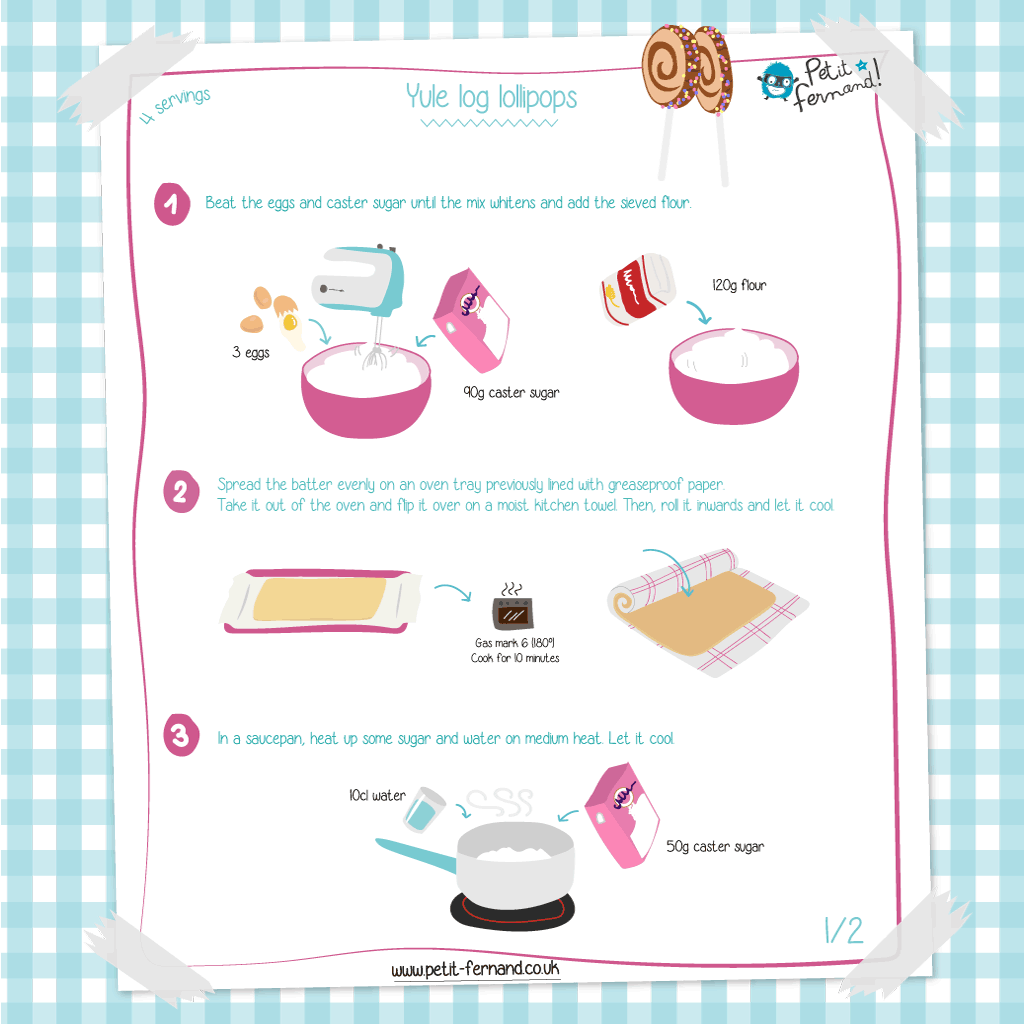Yule log lollipops recipe printable