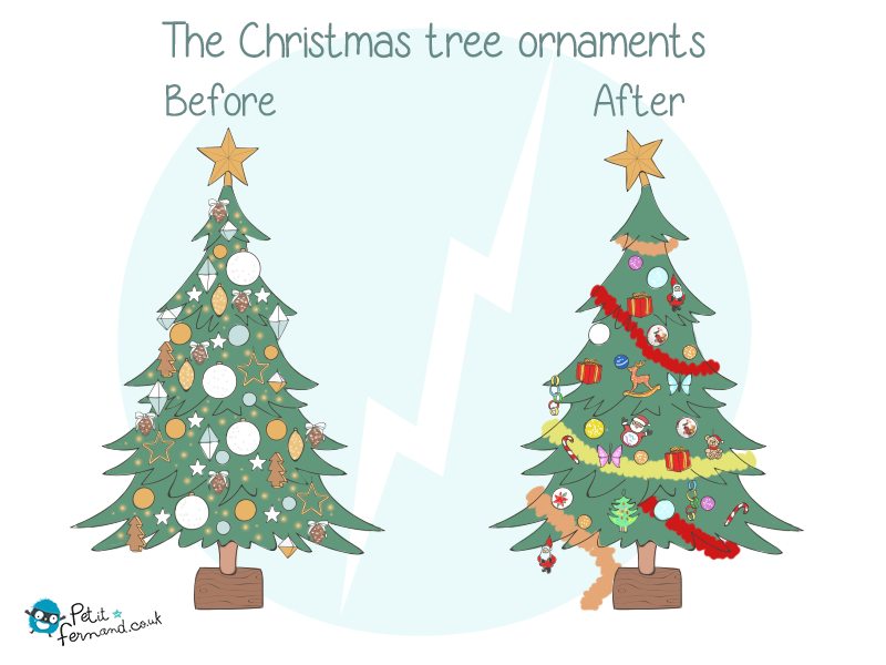 Decorating the Christmas tree before and after having children