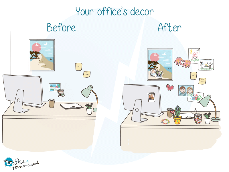 You were dreaming about a minimalist office, tidy and organized? But the kids arrived…
