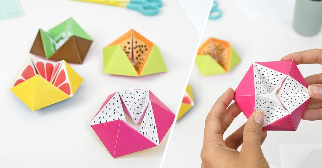 An amazing fruits flexagon, a funny papercraft to realise easily with your kids!